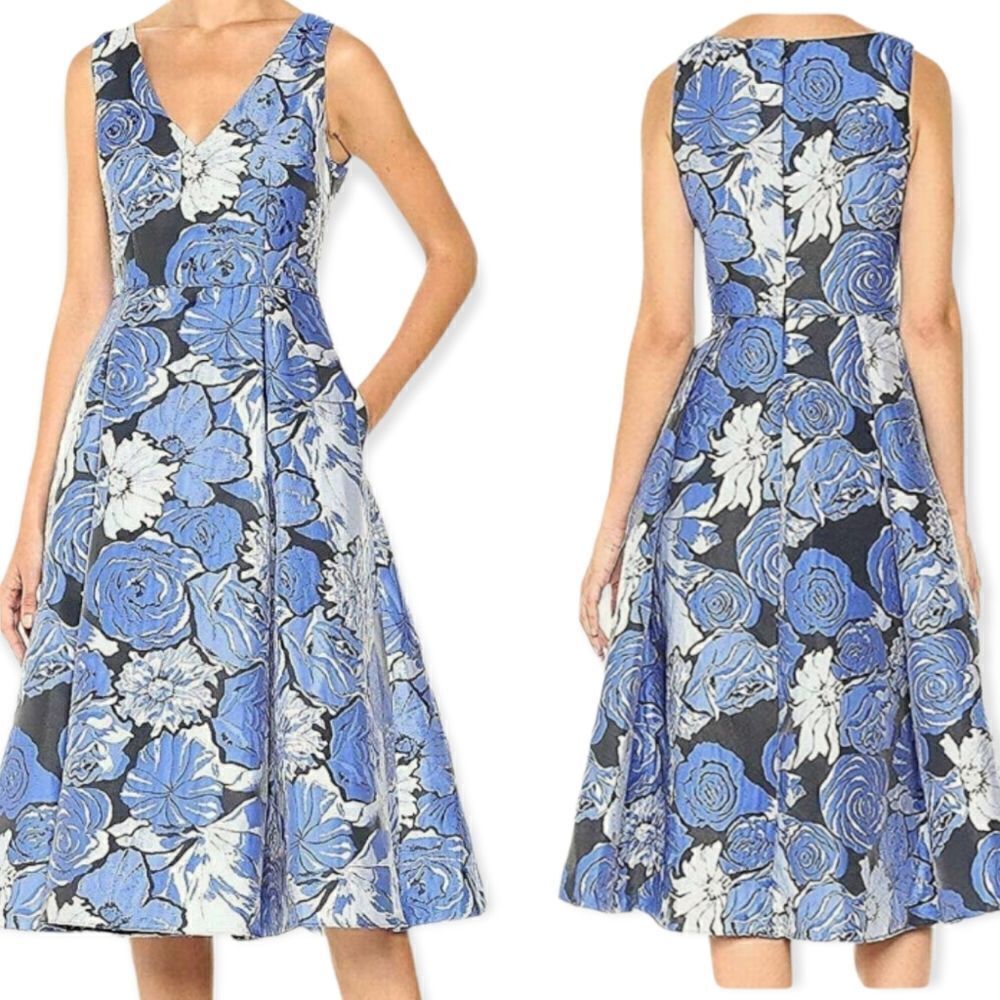 Adrianna Papell Blue Floral Cocktail Dress NEW Size 4